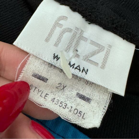 Vintage 80s Fritzi Woman Colorblock Geometric Tee Shirt 2X Plus Size Reto - Picture 4 of 4